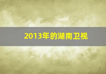 2013年的湖南卫视