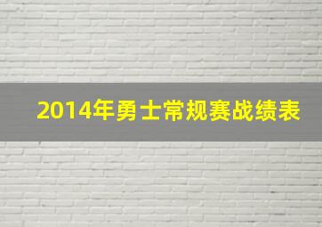 2014年勇士常规赛战绩表