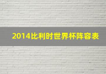 2014比利时世界杯阵容表