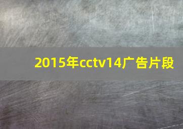 2015年cctv14广告片段