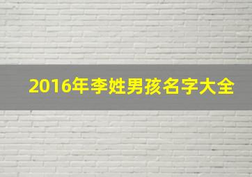 2016年李姓男孩名字大全