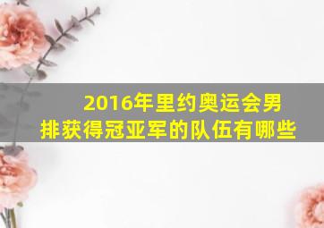 2016年里约奥运会男排获得冠亚军的队伍有哪些