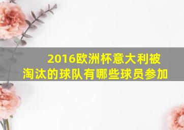 2016欧洲杯意大利被淘汰的球队有哪些球员参加