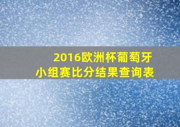 2016欧洲杯葡萄牙小组赛比分结果查询表