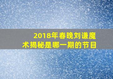 2018年春晚刘谦魔术揭秘是哪一期的节目