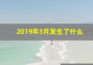 2019年3月发生了什么