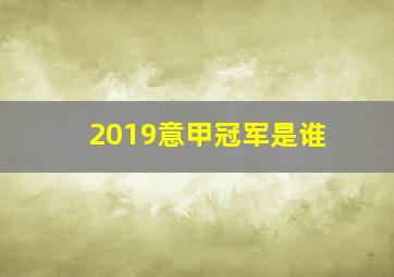 2019意甲冠军是谁