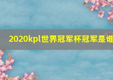 2020kpl世界冠军杯冠军是谁