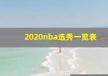 2020nba选秀一览表