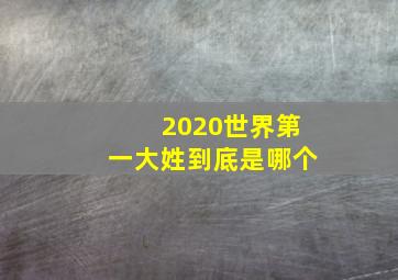 2020世界第一大姓到底是哪个