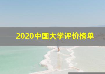 2020中国大学评价榜单