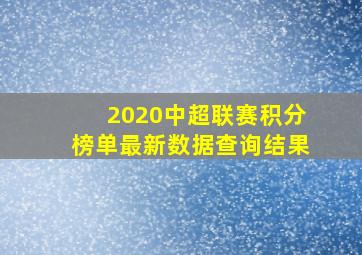 2020中超联赛积分榜单最新数据查询结果