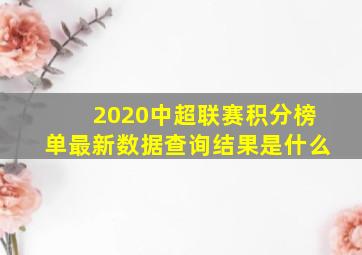 2020中超联赛积分榜单最新数据查询结果是什么