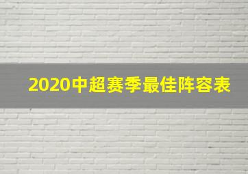 2020中超赛季最佳阵容表