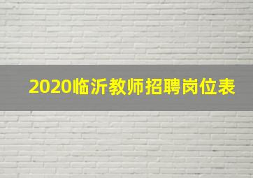 2020临沂教师招聘岗位表