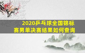 2020乒乓球全国锦标赛男单决赛结果如何查询