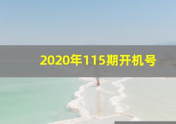 2020年115期开机号