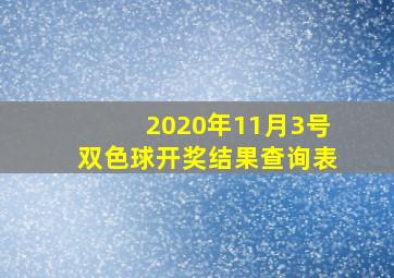 2020年11月3号双色球开奖结果查询表