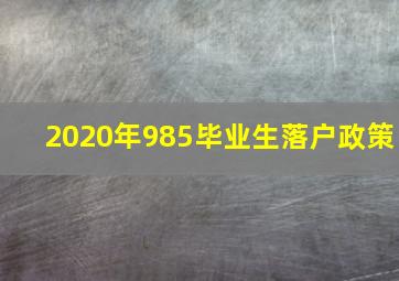 2020年985毕业生落户政策