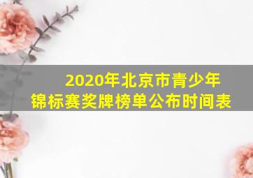 2020年北京市青少年锦标赛奖牌榜单公布时间表