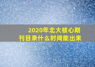 2020年北大核心期刊目录什么时间能出来