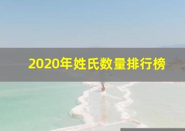 2020年姓氏数量排行榜