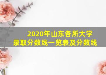 2020年山东各所大学录取分数线一览表及分数线