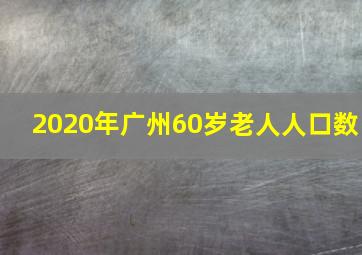 2020年广州60岁老人人口数