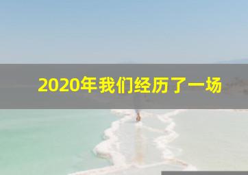 2020年我们经历了一场