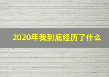 2020年我到底经历了什么