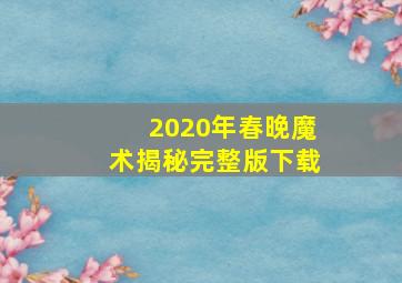 2020年春晚魔术揭秘完整版下载