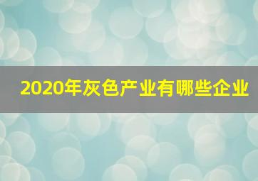 2020年灰色产业有哪些企业