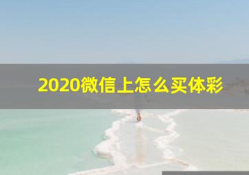 2020微信上怎么买体彩