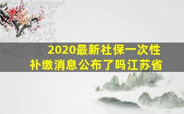 2020最新社保一次性补缴消息公布了吗江苏省