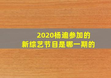 2020杨迪参加的新综艺节目是哪一期的