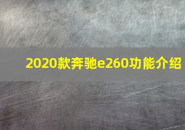 2020款奔驰e260功能介绍