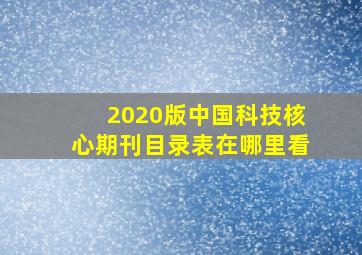 2020版中国科技核心期刊目录表在哪里看