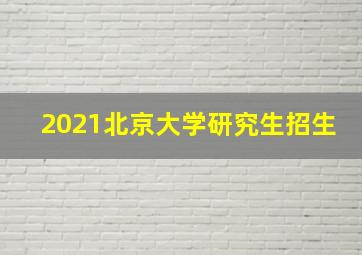 2021北京大学研究生招生