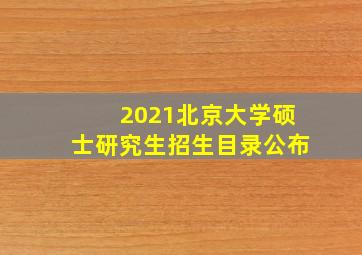 2021北京大学硕士研究生招生目录公布