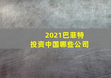 2021巴菲特投资中国哪些公司