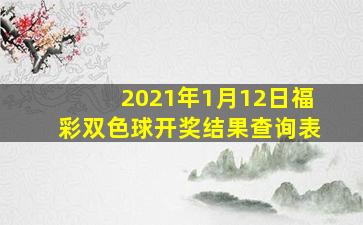 2021年1月12日福彩双色球开奖结果查询表