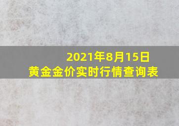 2021年8月15日黄金金价实时行情查询表