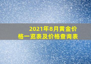 2021年8月黄金价格一览表及价格查询表