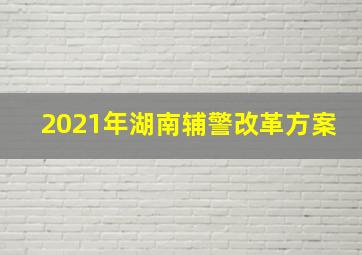 2021年湖南辅警改革方案