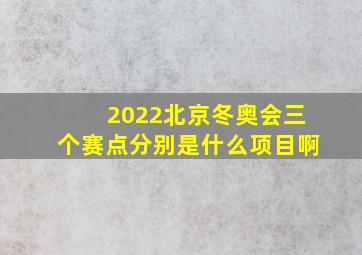 2022北京冬奥会三个赛点分别是什么项目啊