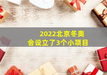 2022北京冬奥会设立了3个小项目