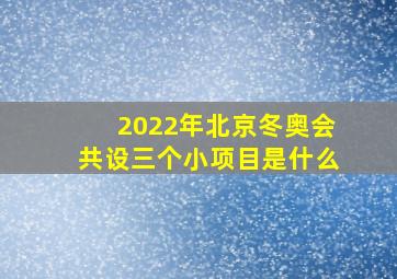 2022年北京冬奥会共设三个小项目是什么