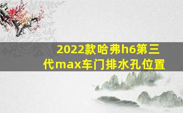 2022款哈弗h6第三代max车门排水孔位置