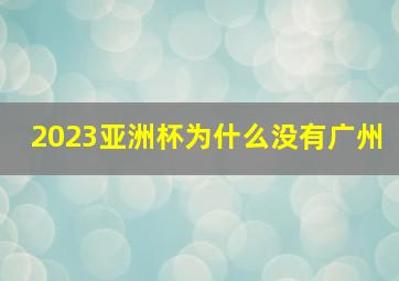 2023亚洲杯为什么没有广州