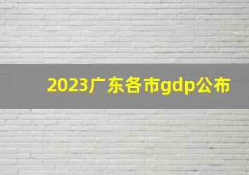 2023广东各市gdp公布